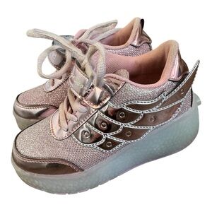 Aimoge Sport Fashion Pink Glitter Wings Skater Roller Wheel Heelys Shoes Size 29